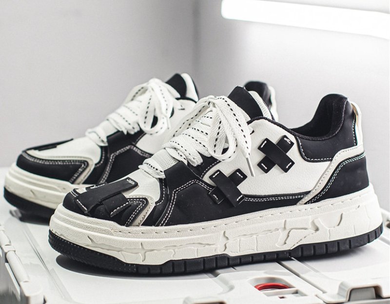 画像4: Unisex cross leatherLace-Up Sneakers shoes  ユニセックス男女兼用クロスレザーレースアップ  スニーカー  (4)