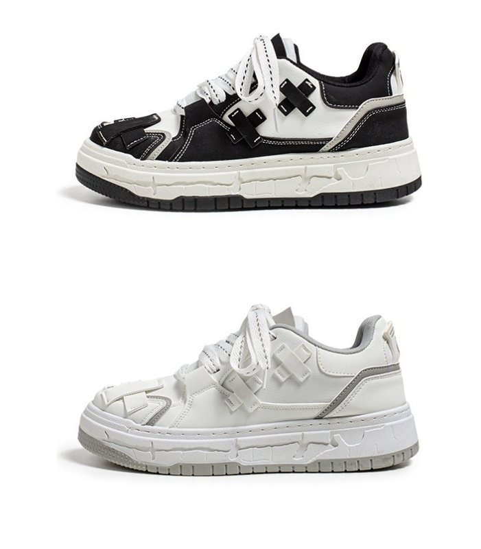 画像3: Unisex cross leatherLace-Up Sneakers shoes  ユニセックス男女兼用クロスレザーレースアップ  スニーカー  (3)