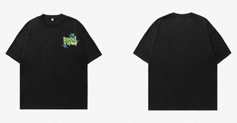 画像4: good vibes rose one point T shirt　 ユニセックス男女兼用good vibesローズバラ ワンポイントプリント半袖 Tシャツ (4)