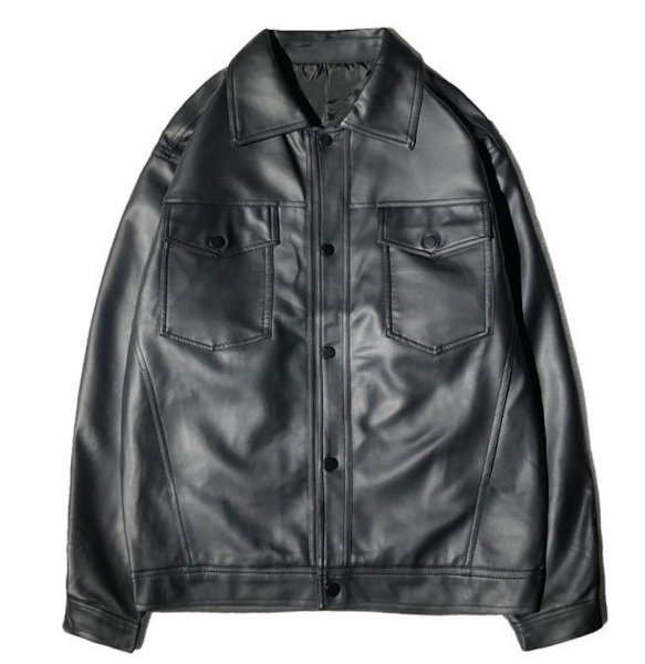 画像1: unisex leather trucker jacket　ユニセックス 男女兼用レザートラッカージャケットジャンバー (1)