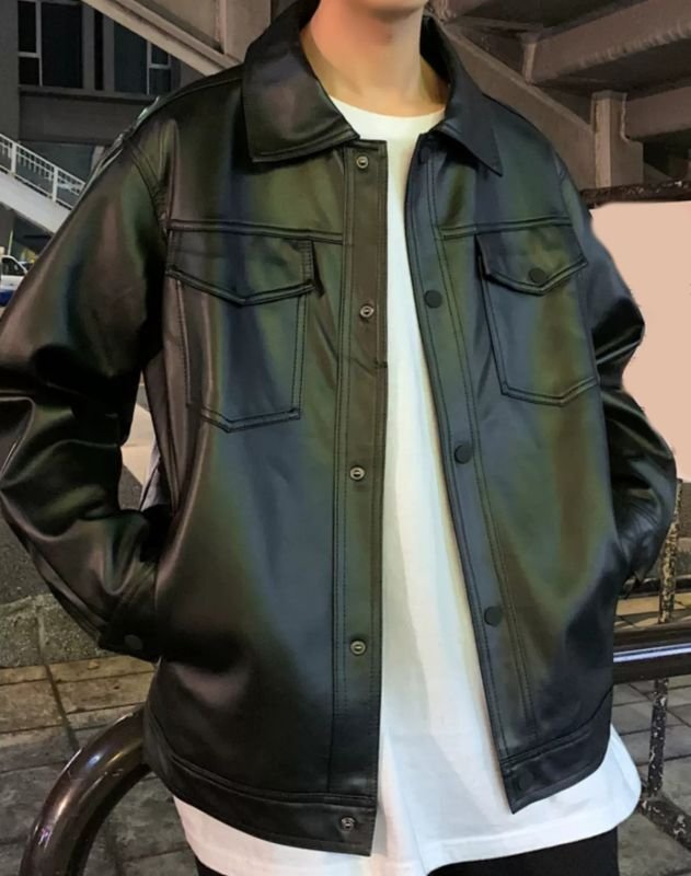 画像5: unisex leather trucker jacket ユニセックス 男女兼用レザートラッカージャケットジャンバー (5)