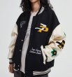 画像13: floral towel embroidered flocking trendy jacket stadium jacket baseball uniform jacket blouson ユニセックス 男女兼用フローラル刺繍 ベースボールジャケット スタジャン  (13)