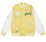 画像2: flower embroidery baseball uniform jacket blouson iconslab embroidery Stadium jumper ユニセックス 男女兼用 フラワー刺繍 スタジアムジャンパー スタジャン MA-1 ボンバー ジャケット ブルゾン (2)