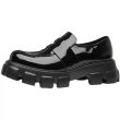 画像1: Men's black patent leather with chunky platform sole loafers  パテント 本革レザー プラットフォーム チャンキーソール ローファー　 (1)