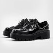 画像2: Men's lace up Stud shoes in black patent leather with chunky platform sole loafers  パテント 本革レザー レースアップシューズ プラットフォーム チャンキーソール ローファー　 (2)