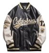 画像3: california stitch leather stadium jacket baseball uniform jacket blouson ユニセックス 男女兼用カリフォルニアステッチベースボールジャケット スタジャン  (3)