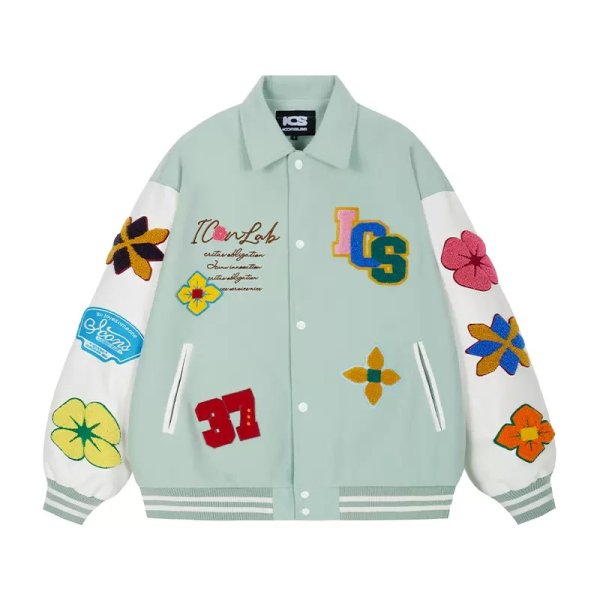 画像1: BASEBALL JACKET baseball uniform jacket blouson iconslab embroidery Stadium jumper ユニセックス 男女兼用 アメリカンフットボールキャップ 刺繍スタジアムジャンパー スタジャン MA-1 ボンバー ジャケット ブルゾン (1)