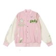 画像4: flower embroidery baseball uniform jacket blouson iconslab embroidery Stadium jumper ユニセックス 男女兼用 フラワー刺繍 スタジアムジャンパー スタジャン MA-1 ボンバー ジャケット ブルゾン (4)