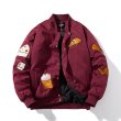 画像6: burger embroidered flocking trendy jacket stadium jacket baseball uniform jacket blouson ユニセックス 男女兼用バーガーハンバーガー刺繍 ベースボールジャケット スタジャン  (6)