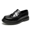 画像2: Men's loafers black leather with chunky sole チャンキーソール 厚底 シークレットインソール レザーローファー　 (2)