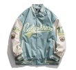 画像2: california stitch leather stadium jacket baseball uniform jacket blouson ユニセックス 男女兼用カリフォルニアステッチベースボールジャケット スタジャン  (2)