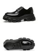 画像2: Men's lace up shoes in black patent leather with chunky platform sole loafers  パテント 本革レザー レースアップシューズ プラットフォーム チャンキーソール ローファー　 (2)