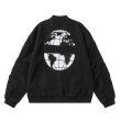 画像2: earth map embroidery stadium jacket baseball uniform jacket blouson ユニセックス 男女兼用地球アース地図刺繍ベースボールジャケット スタジャン  (2)