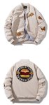 画像13: burger embroidered flocking trendy jacket stadium jacket baseball uniform jacket blouson ユニセックス 男女兼用バーガーハンバーガー刺繍 ベースボールジャケット スタジャン  (13)