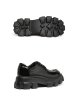 画像3: Men's lace up shoes in black patent leather with chunky platform sole loafers  パテント 本革レザー レースアップシューズ プラットフォーム チャンキーソール ローファー　 (3)