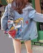 画像4: Bugs Bunny & Lola Bunny Denim Graffiti Paint Jacket men and women  バックスバニーローラバニー グラフィティペイント グラフィティ ペイント デニムジャケット Gジャン コート (4)