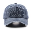 画像2: Damaged Denim NEW YORK Logo baseball cap ユニセックス ダメージ加工　デニム　ニューヨーク　ロゴ ベースボール　キャップ 野球帽 帽子 (2)