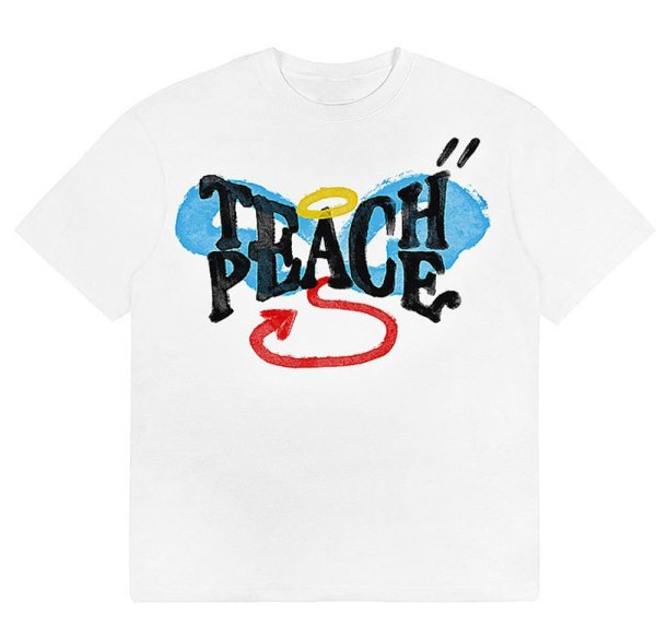 画像1: Peace graphic print short sleeve T-shirt ユニセックス男女兼用ピースグラフィック半袖プリント Tシャツ (1)