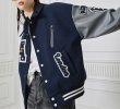 画像6: unisex Leather sleeve alphabet logo & number embroidery baseball uniform jacket blouson Stadium jumper ユニセックス 男女兼用レザー袖アルファベットロゴ&ナンバー 刺繍 スタジアムジャンパー スタジャン MA-1 ボンバー ジャケット ブルゾン (6)