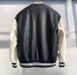 画像2: unisex black and white splicing  leather jacketbaseball uniform jacket blouson Stadium jumper ユニセックス 男女兼用スプライシングブラック＆ホワイトレザースタジアムジャンパー スタジャン MA-1 ボンバー ジャケット ブルゾン (2)