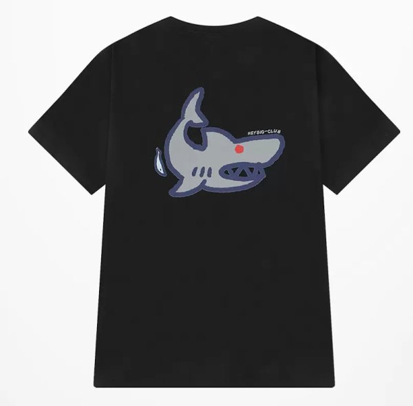 画像1: jaws print T shirt　 ユニセックス男女兼用ジョーズプリント半袖 Tシャツ (1)