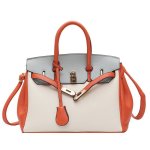 画像2: PU Leather 2 tone Colorful BK Bag with Shoulder Strap　PUレザー 2トーン　ハンドバッグ　ショルダーバッグ　通学　通勤 (2)