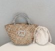 画像9: diamond shiny woven straw vegetable basket shopping bag clutch bag　クリスタル付きロープハンドル トートストローかご籠バッグ (9)