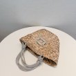 画像10: diamond shiny woven straw vegetable basket shopping bag clutch bag　クリスタル付きロープハンドル トートストローかご籠バッグ (10)