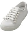 画像1:  With pearl x crystal chain leather lace up sneakers　パール×クリスタルチェーン付き レザーレースアップスニーカー サイズ35-39 (1)