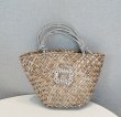 画像4: diamond shiny woven straw vegetable basket shopping bag clutch bag　クリスタル付きロープハンドル トートストローかご籠バッグ (4)