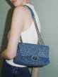 画像5: Washed Denim Quilted Chain Handle Flip Bag tote shoulder bag　ウォッシュデニムキルティングチェーン付きハンドルフリップバッグトートバッグ　ショルダーバッグ　通学　通勤 (5)