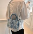 画像6: denim fringe square tote shoulder mini bag　フリンジデニムスクエアトートバッグ　ショルダーバッグ　通学　通勤 (6)