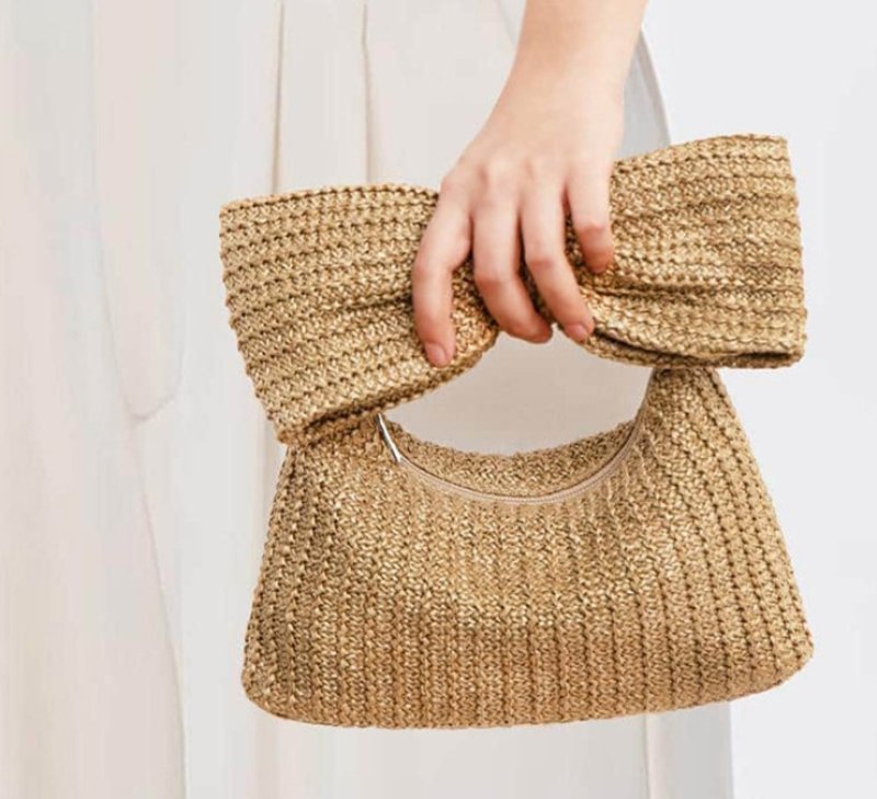 画像9: ribbon straw tote clutch bag　ストロービックリボン籠かごトートクラッチバッグ (9)