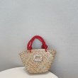 画像7: diamond shiny woven straw vegetable basket shopping bag clutch bag　クリスタル付きロープハンドル トートストローかご籠バッグ (7)