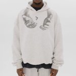 画像2: Unisex hand print hoodie long sleeve 男女兼用  ユニセックスハンド手プリント 長袖フーディ パーカースウェット (2)