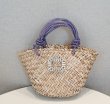 画像8: diamond shiny woven straw vegetable basket shopping bag clutch bag　クリスタル付きロープハンドル トートストローかご籠バッグ (8)