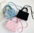 画像5: denim fringe square tote shoulder mini bag　フリンジデニムスクエアトートバッグ　ショルダーバッグ　通学　通勤 (5)