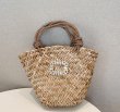 画像3: diamond shiny woven straw vegetable basket shopping bag clutch bag　クリスタル付きロープハンドル トートストローかご籠バッグ (3)