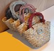 画像12: diamond shiny woven straw vegetable basket shopping bag clutch bag　クリスタル付きロープハンドル トートストローかご籠バッグ (12)