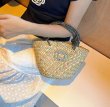 画像13: diamond shiny woven straw vegetable basket shopping bag clutch bag　クリスタル付きロープハンドル トートストローかご籠バッグ (13)