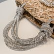 画像11: diamond shiny woven straw vegetable basket shopping bag clutch bag　クリスタル付きロープハンドル トートストローかご籠バッグ (11)