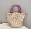 画像6: diamond shiny woven straw vegetable basket shopping bag clutch bag　クリスタル付きロープハンドル トートストローかご籠バッグ (6)