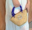 画像14: diamond shiny woven straw vegetable basket shopping bag clutch bag　クリスタル付きロープハンドル トートストローかご籠バッグ (14)