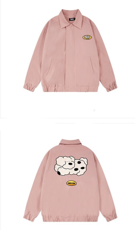 画像5: unisex handsome loose lapel baseball jacket baseball uniform  blouson Stadium jumper ユニセックス 男女兼用ドッグ犬プリントラペルジャケットスタジアムジャンパー スタジャン MA-1 ボンバー ジャケット ブルゾン (5)