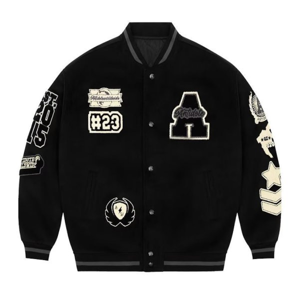 画像1: unisex Cross-border black embroideredacketbaseball uniform jacket blouson Stadium jumper ユニセックス 男女兼用クロスボーダー黒刺繍スタジアムジャンパー スタジャン MA-1 ボンバー ジャケット ブルゾン (1)