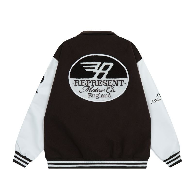 画像12: unisex REPRESENT embroidery baseball uniform jacket blouson Stadium jumper ユニセックス 男女兼用モーターカー刺繍 スタジアムジャンパー スタジャン MA-1 ボンバー ジャケット ブルゾン (12)