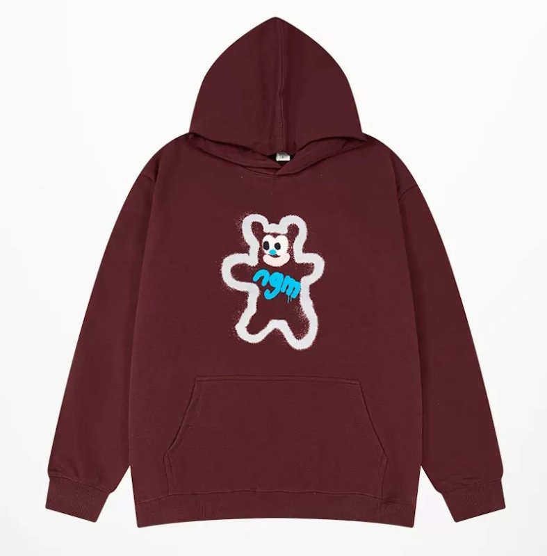 画像2: NGM bear print Logo Hoodie Hoody sweater  ユニセックス 男女兼用 NGMベア熊ロゴ プリント フーディ スウェット パーカー (2)