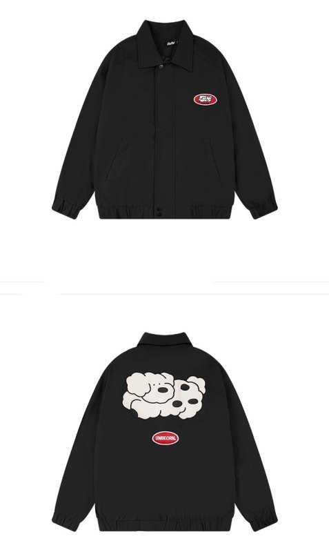 画像6: unisex handsome loose lapel baseball jacket baseball uniform  blouson Stadium jumper ユニセックス 男女兼用ドッグ犬プリントラペルジャケットスタジアムジャンパー スタジャン MA-1 ボンバー ジャケット ブルゾン (6)