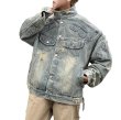 画像2: unisex customized motorcycle denim jackets uniform jacket blouson Stadium jumper ユニセックス 男女兼用カスタマイズダメージデニムGジャンジャンパー MA-1 ボンバー ジャケット ブルゾン (2)