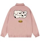 画像1: unisex handsome loose lapel baseball jacket baseball uniform  blouson Stadium jumper ユニセックス 男女兼用ドッグ犬プリントラペルジャケットスタジアムジャンパー スタジャン MA-1 ボンバー ジャケット ブルゾン (1)